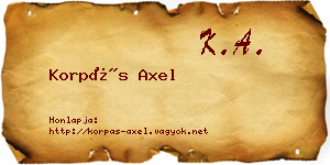 Korpás Axel névjegykártya